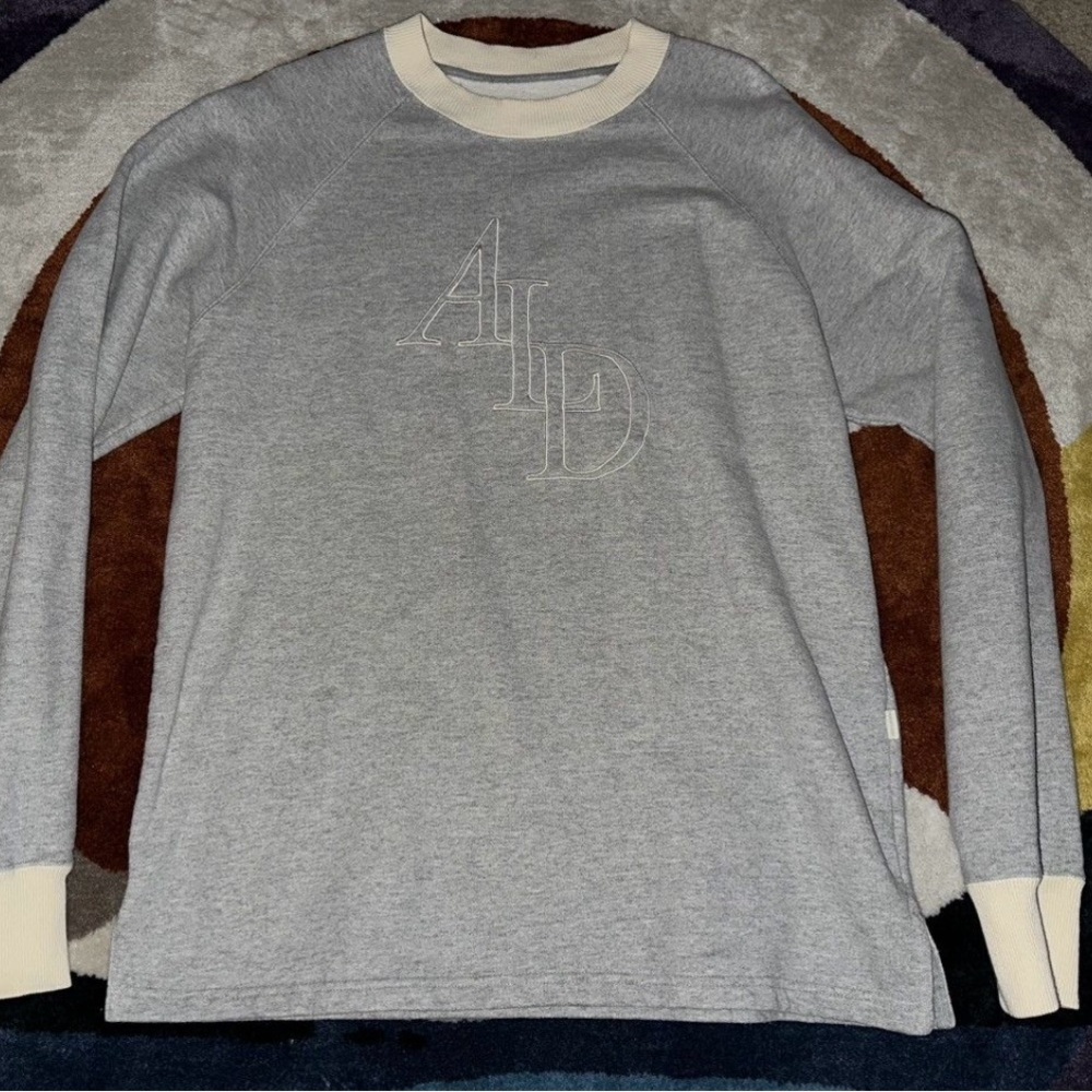 Aime Leon Dore Cream and Gray Ribbed Collar Sweater